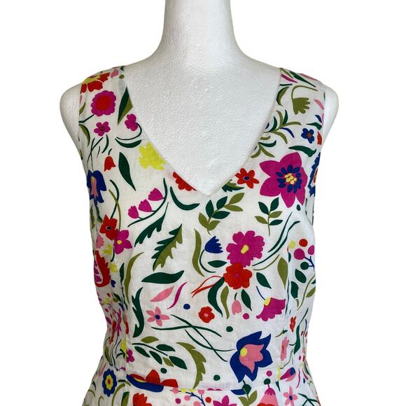 Boden Sz 4 US ‘Jade’ Fit & Flare Dress Linen Blend Folk Pop Boho Floral Print - Picture 6 of 16